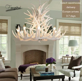 

Nordic LED Chandelier Resin Antlers LOFT Lighting Hanging Lamp Industrial Buck Deer Horn Bedroom Living Room Kitchen Fixtures AC