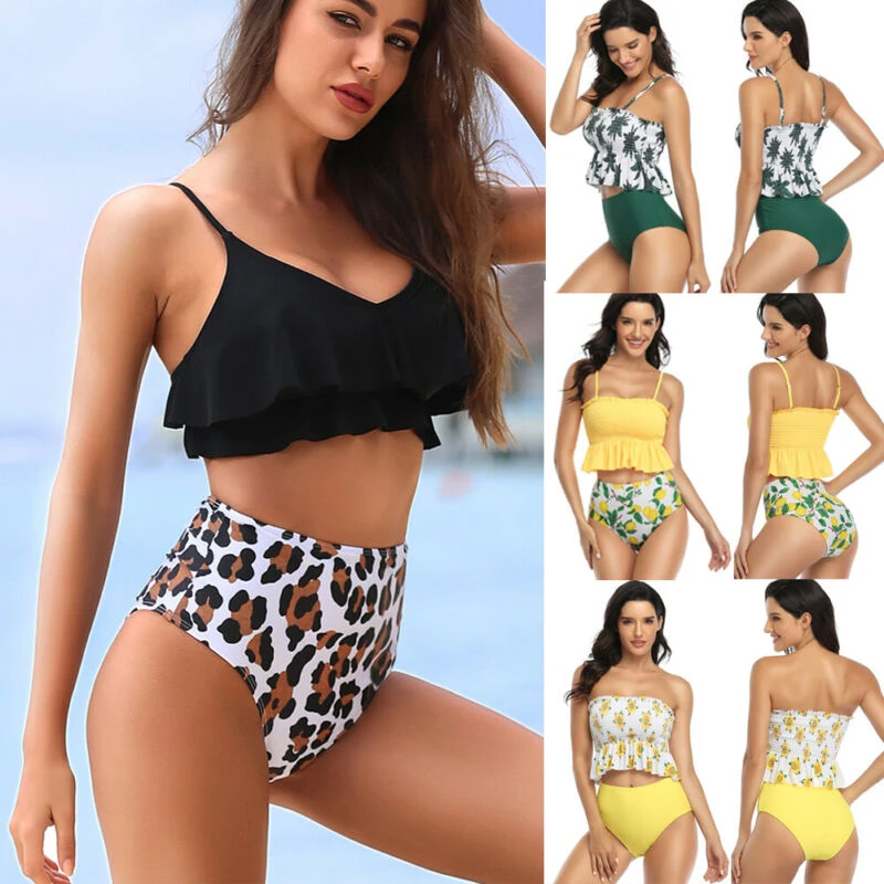 high waisted tummy control bikini set