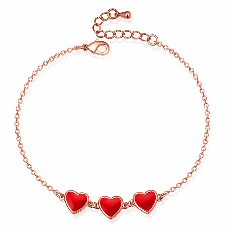 Модные женские браслеты для спорта и отдыха, розовое золото, серебро, три love, в форме сердца, для девушек, регулируемый браслет, ювелирное изделие