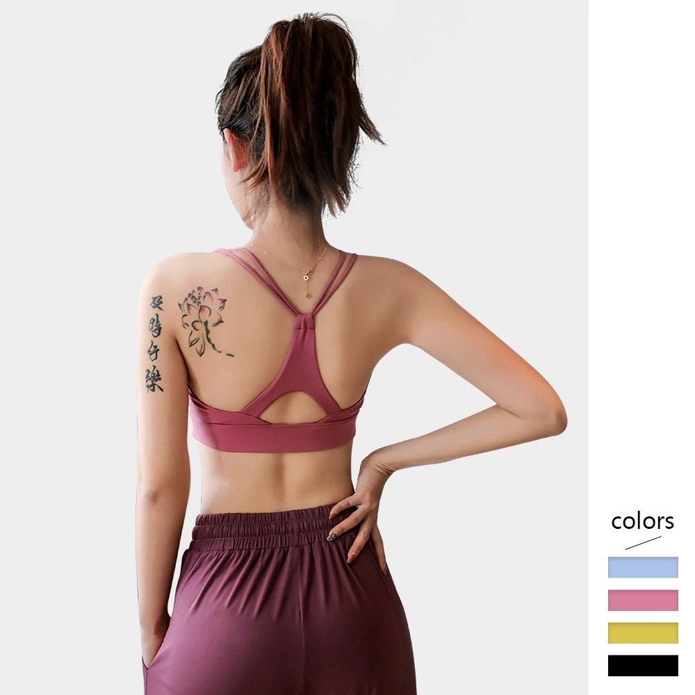 

Breathable Female Sports Bra Comfortable Hollow Cross Back Tank Top Shockproof and Lift Up Full Cup Bralette Activewear for Gym