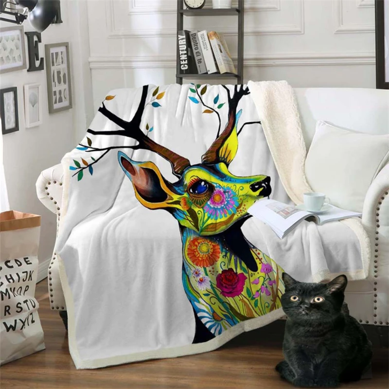

Fleece Blanket Adult Art Oil Painting Pattern Double Thick Blanket Blankets for Beds 150cmX200cm Knitted Blanket