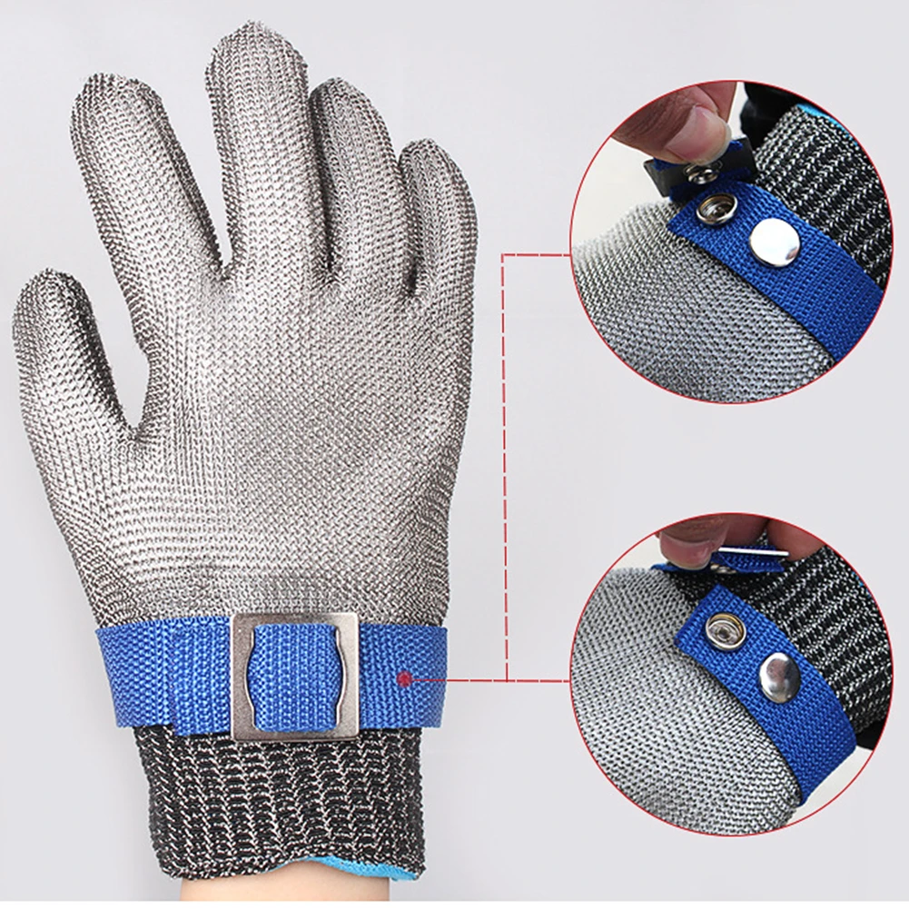 

Blauw Rood Veiligheid Cut Proof Steekwerende Stainless Steel Metal Mesh Slager Handschoen Hoge Prestaties Niveau 5 Bescherming
