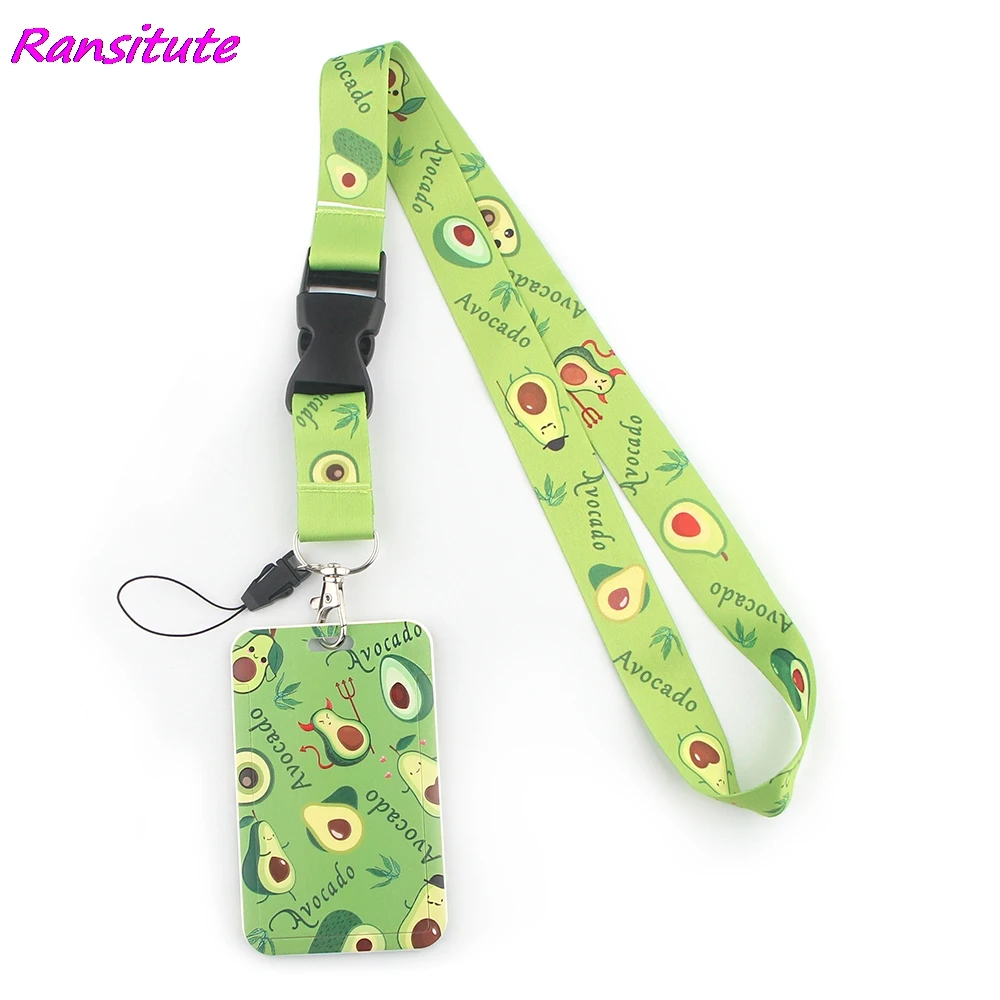 Ransitute-cordón creativo para tarjetas de acceso, accesorio para colgar en el cuello del estudiante, para teléfono, insignia, Aguacate verde, R1481