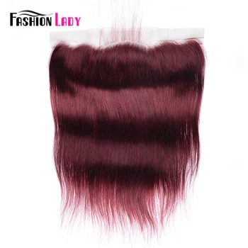 

FASHION LADY Pre-Colored Human Hair Lace Frontal Closure 13x4 Lace Closure Ear To Ear Lace Closure 99J Remy Hair