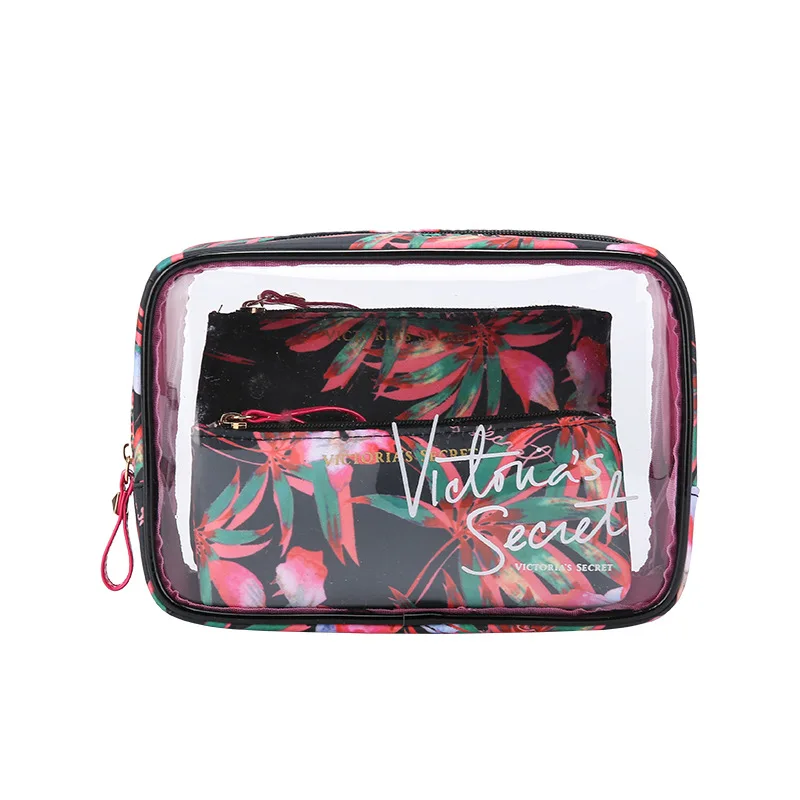 

Foreign Trade 2019 New Style Portable PVC Cosmetic Bag 3pcs Set Outdoor Travel Waterproof Wash Bag Fashion Transparent