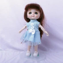 

blue dress BJD doll with 13 Movable Joints Doll 6 Inch Makeup Cute Brown blue Eyeball Dolls with Fashion Dress for Girls Toy