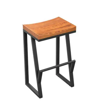

Retro bar chair wrought iron stool solid wood creative high leisure front coffee