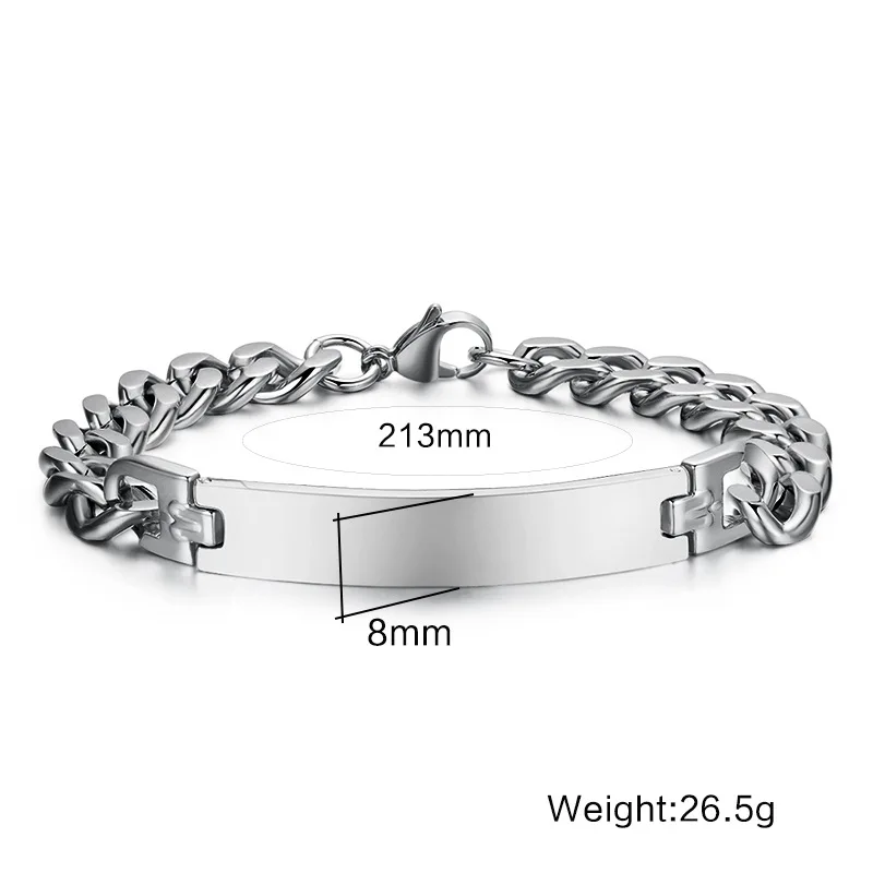 Free engraving 316l stainless steel bracelet& bangle for men ID bracelets jewelry never rust