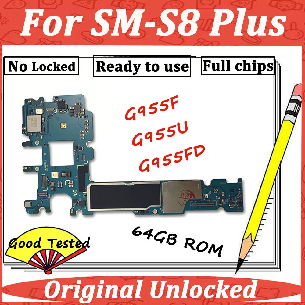 Для samsung Galaxy S8 Plus оригинальная материнская плата G955FD G955F G955U разблокированная материнская плата без блокировки IMEI Android OS разблокировка логическая плата