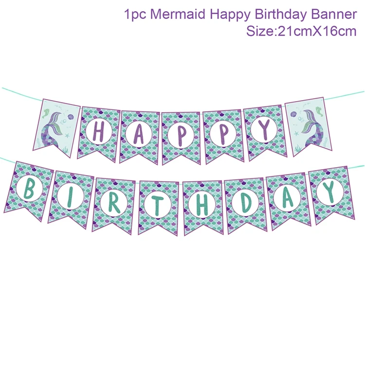 Banner 1pc HUIRAN, бумажные салфетки в форме русалки, одноразовые столовые приборы для вечеринки, принадлежности для вечеринки в честь Дня Рождения, декор для детской вечеринки - Цвет: Banner 1pc