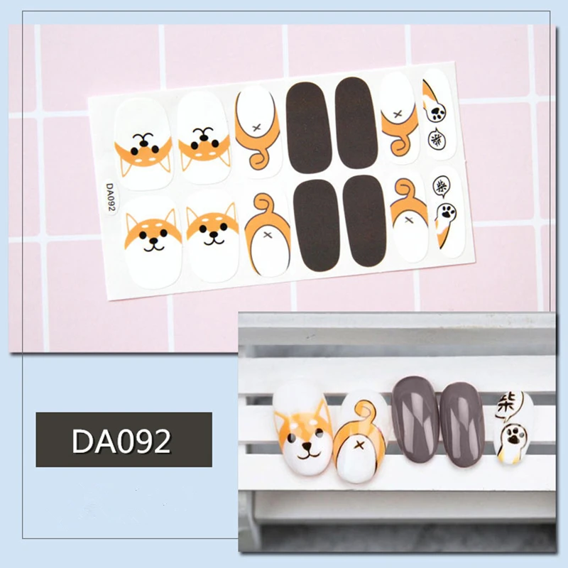 1 лист, модный стикер для ногтей, 3D Водонепроницаемый смешанный дизайн, предварительно спроектированные наклейки для ногтей, s клей, сделай сам, обертывания, наклейки, маникюрные инструменты - Цвет: DA092