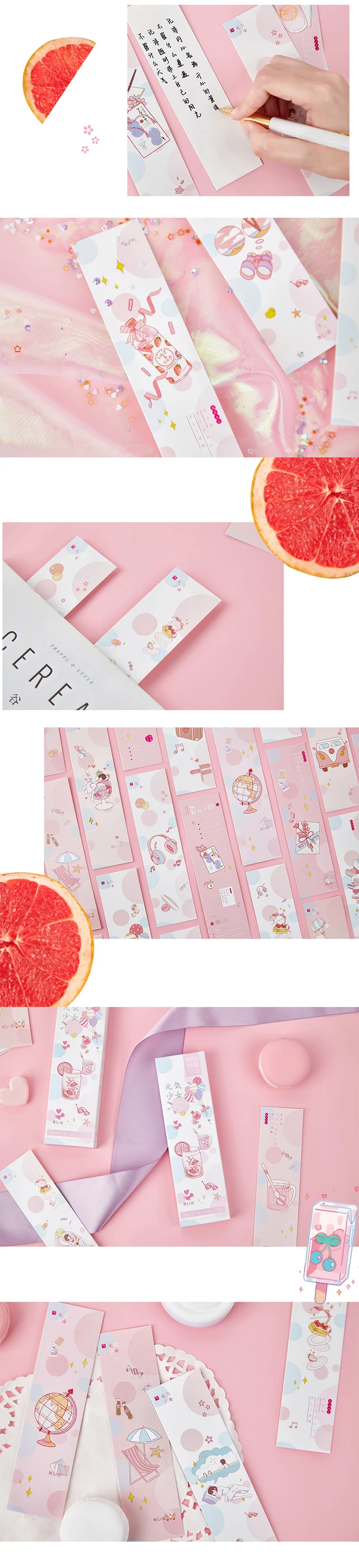 Mr paper 30 шт./кор. Kawaii розовый мультфильм pnema закладки для девочек для новизны книга для чтения производитель страницы бумаги presents подарки