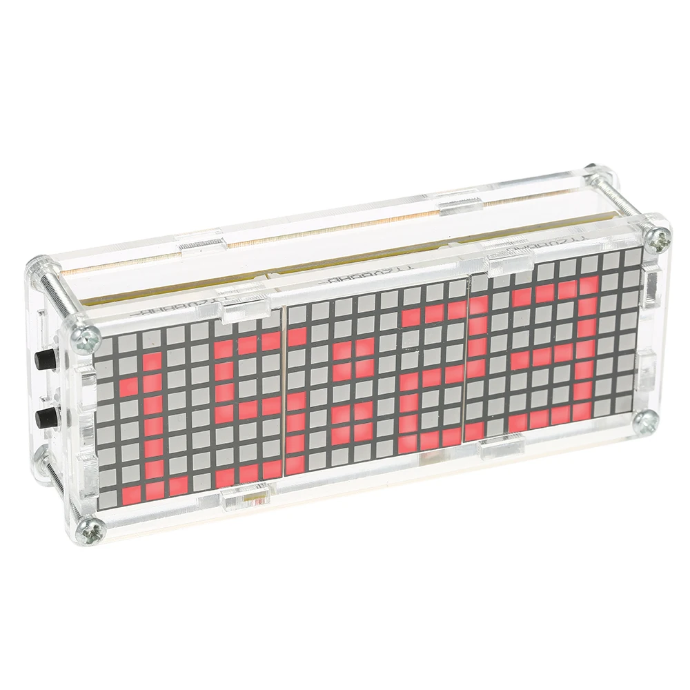 High Accuracy Digital Dot Matrix LED Alarm Clock DIY Kit with Transparent Case Temperature Date Time Display
