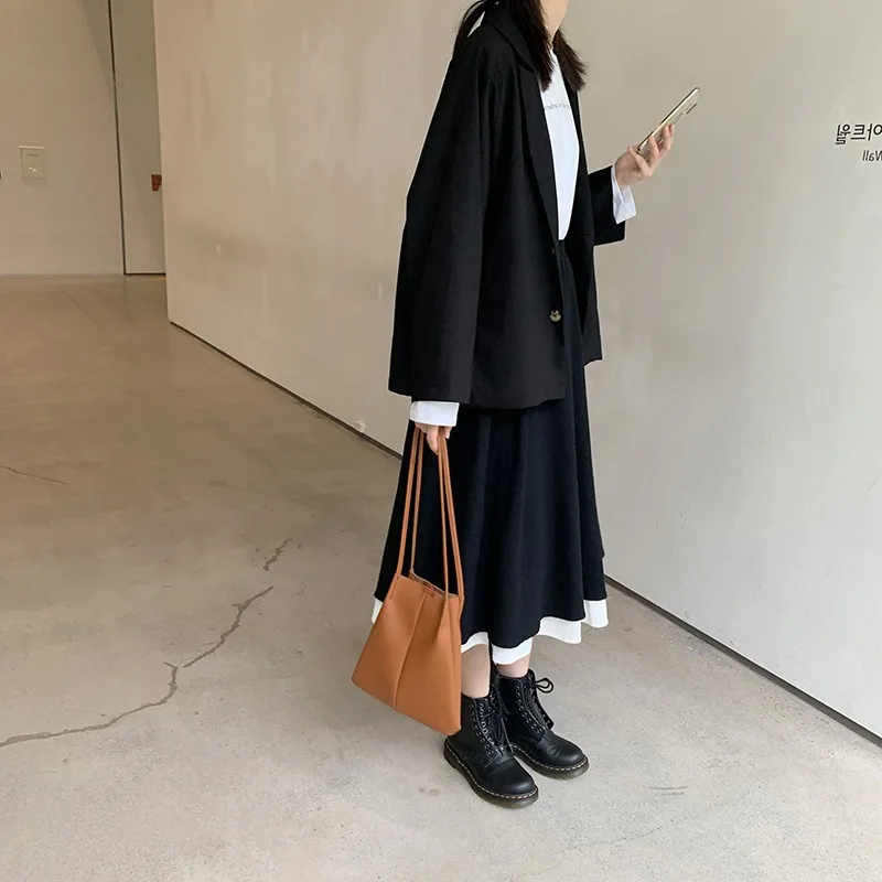 

Simple Elegant Profile Small Suit Coat Women's Korean-style Loose-Fit 2019 Autumn New Style Casual Suit