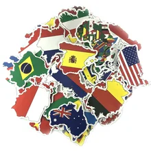 Bandera Nacional pegatinas mapa país álbum de recortes pegatinas conjunto de viaje para decoración DIY 50 unids/set