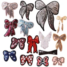 1 шт., цветные нашивки с бантом и блестками, нашивки для одежды DIY, полосатая одежда, лоскутные наклейки, значки на заказ