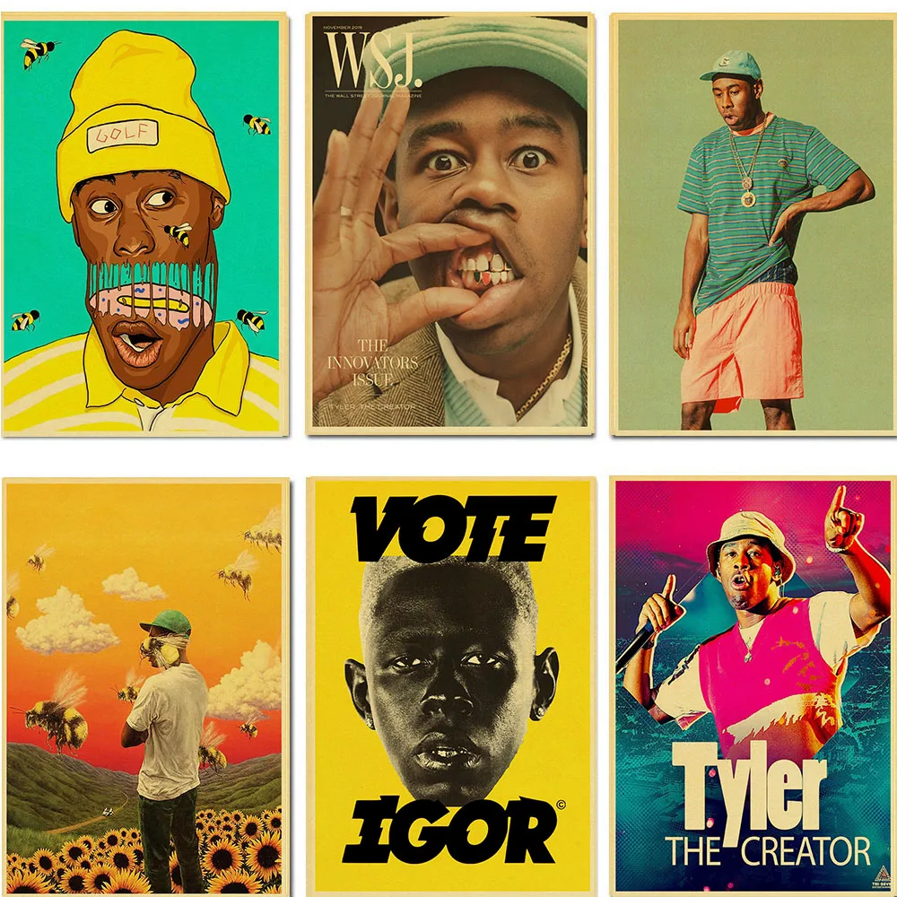 Famous Singer Tyler The Creator Poster Retro Vintage Poster Kraft Paper Painting Wall Art for home/bar Decors