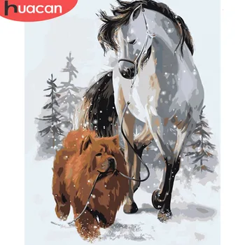 

HUACAN Pictures By Numbers Horse Animal Kits Drawing Canvas Hand Painted DIY Painting Dog Coloring Art Home Decor