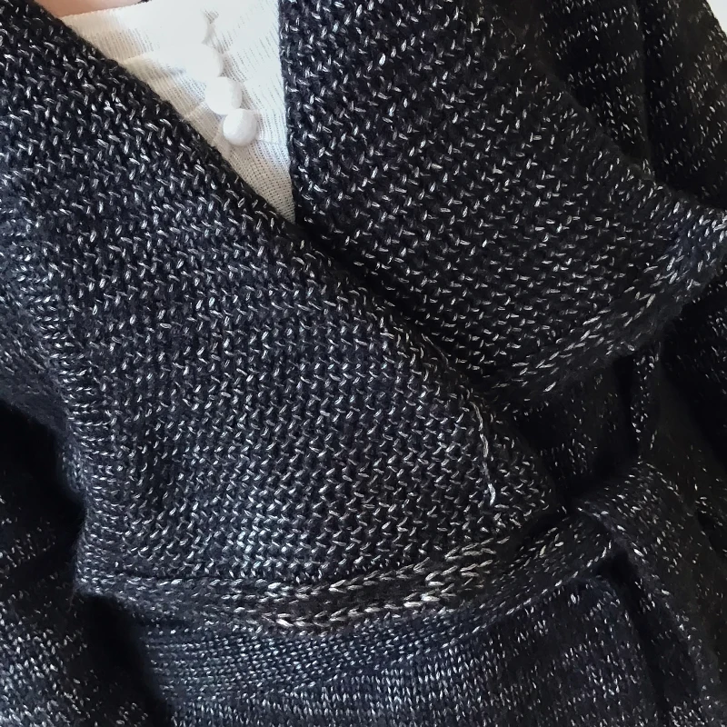 Осенне-зимний модный женский трикотажный длинный кардиган серый свитер с отложным воротником с поясом Высококачественный Свободный свитер