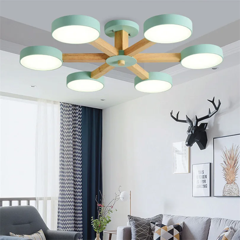 Скандинавский деревянный светодиодный потолочный светильник-люстра, современный поверхностный монтаж, деревянный плафон, светильник для спальни, кухни, светильник