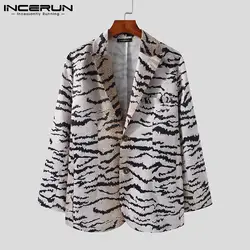 2021 Fashion Men Blazer Leopard Print Turn Down Collar Long Sleeve Streetwear Casual Suits Men Button Thin Jackets S-5XL INCERUN