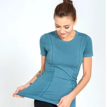 Спортивная Йога Фитнес Одежда Йога в полоску Футболка Тренажерный Зал Топы женские топы спортивные для женщин короткий топ для фитнеса Бег Бесшовные рубашки