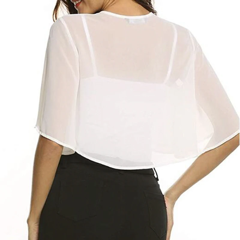 Chaqueta de media para mujer, Bolero de gasa transparente, con parte delantera abierta, a la moda, para vestido de fiesta boda| Chaquetas de boda/Envolvente| - AliExpress