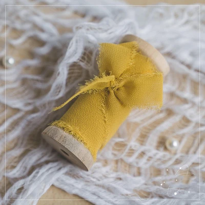 Chiffon-yellow 1 Свадебный подарок на день рождения обертывание украшения Ретро ins Романтика шифоновая Лента Синий Розовый Серый Белый реквизит для фотосессии - Цвет: Chiffon-yellow 1