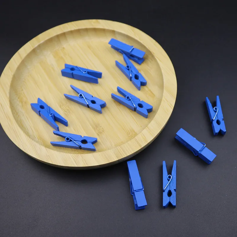 Blue clips 20-80 шт Цвет 3,5 см маленькие деревянные клипсы DIY ремесло вечерние украшения Искусство милые маленькие зажимы для бумага для заметок Закладка фото зажимы - Цвет: Blue clips