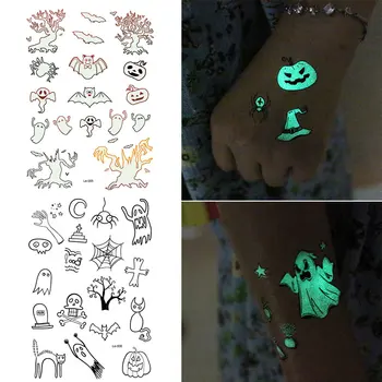 

Luminous Light Halloween Tattoo Sticker Ghost Taty For Kids Fake Witch Glowing in Dark Waterproof Temporary Tattoo Stickers