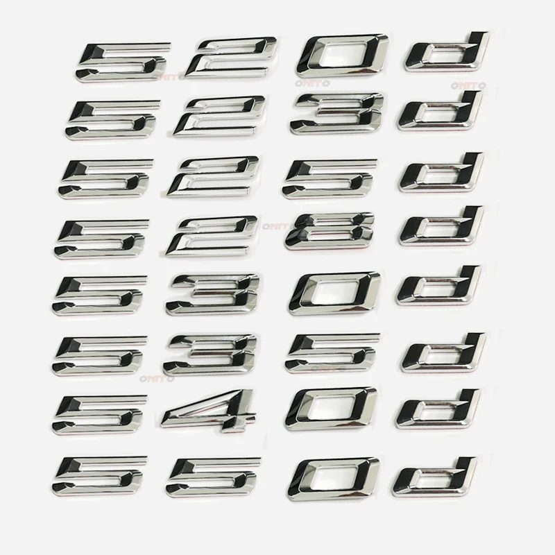 

Chrome Number Letter 3D Stickers for 520d 525d 528d 530d 535d 540d 550d car rear bumper trunk emblem Badge Decal car accessories