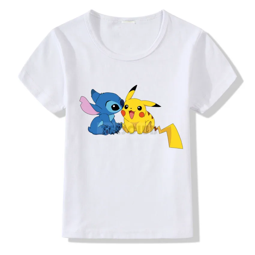 Camisetas/Детская футболка с принтом Лило-Стич детская белая футболка с короткими рукавами милая футболка с вышивкой для маленьких мальчиков и девочек - Цвет: C6
