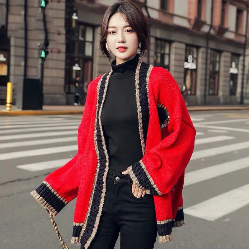 Женский свитер осень-зима 2019 повседневные однобортные свободные зимние свитера