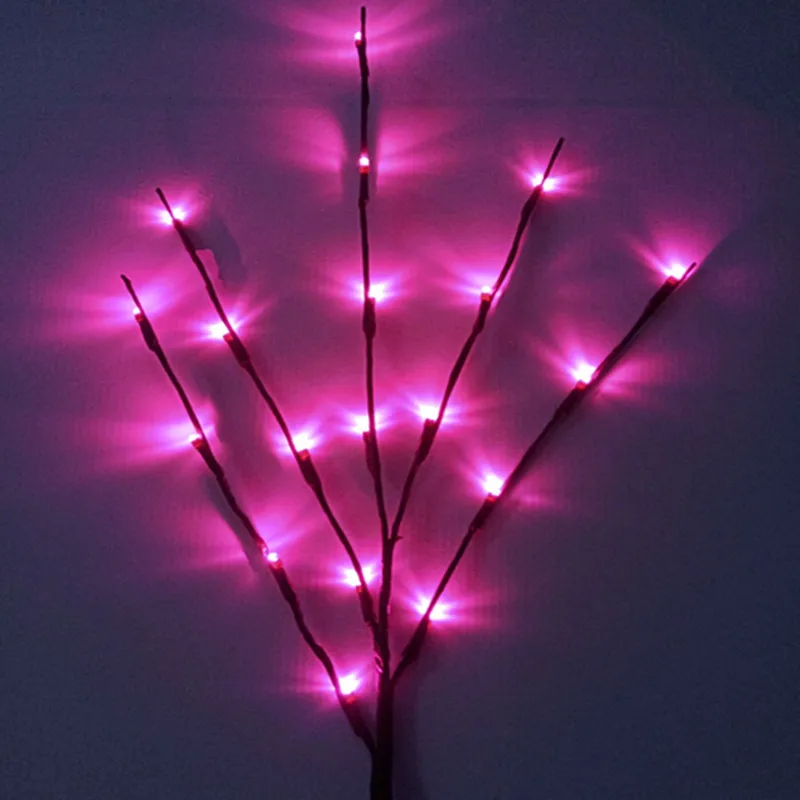Светодиодный светильник "Ветка ивы" на батарейках, декоративные светильники, высокая ваза, наполнитель, ивовая веточка, подсветка для домашнего декора, navidad, Рождество - Цвет: pink