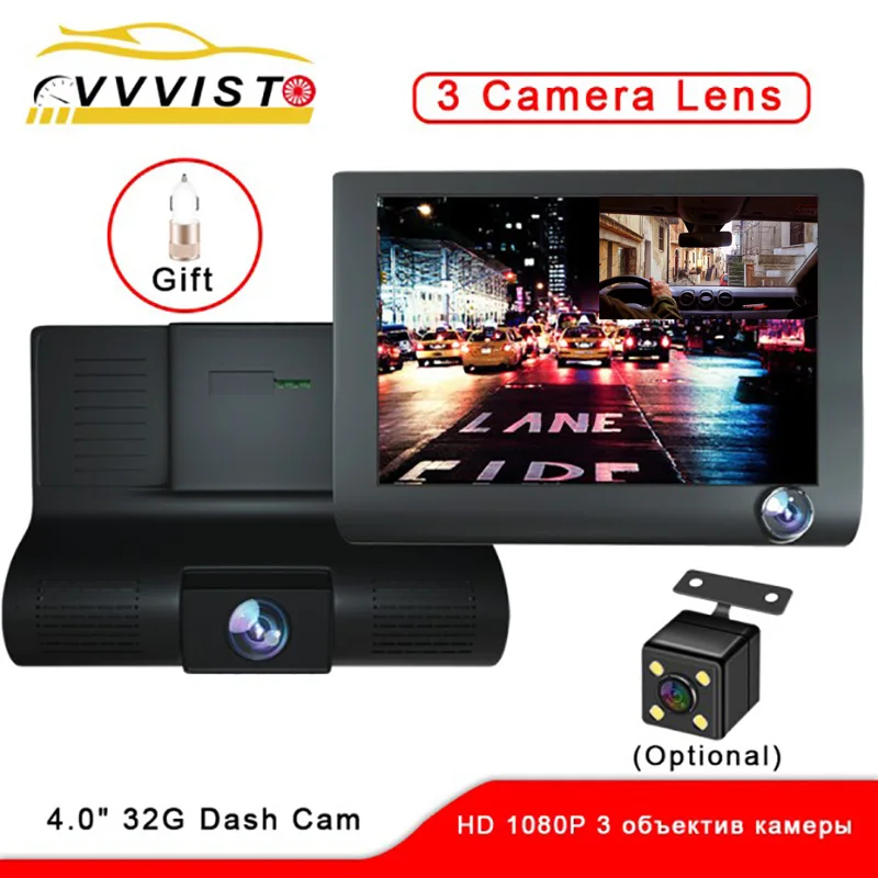 

Car Dvr 3 Camera Lens Video Recorders 4.0 Inch Dash Cam Car Rear View Camera Auto Registrator Dvrs Mirror Car Video Surveillance