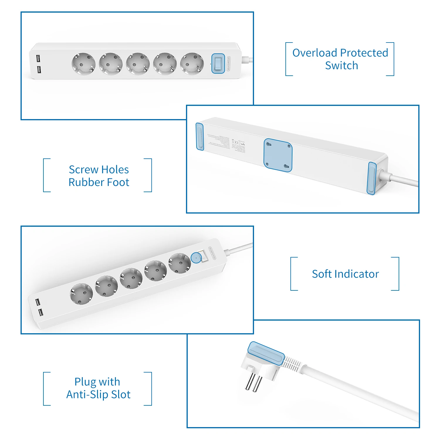NTON силовой настенный USB сетевой фильтр с 3/5 портами 2 USB удлинительная розетка с европейской вилкой для домашнего сетевого фильтра