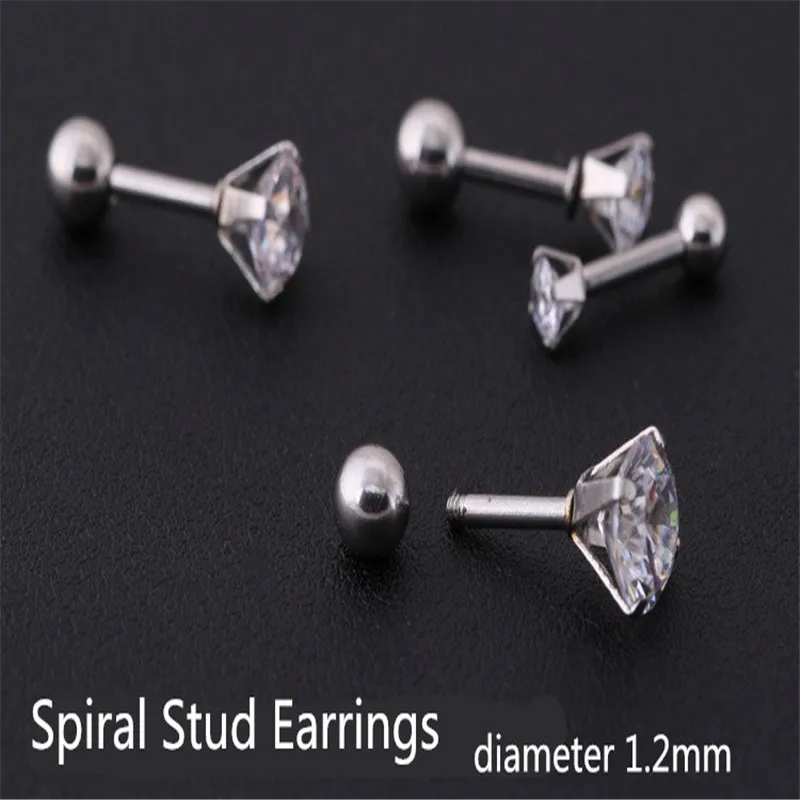 6mm Diameter Black titanium steel Men Women Unisex screw stud earrings 24 colors