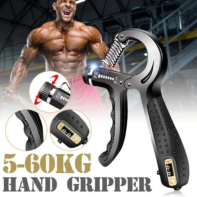 5-60 Kg Gym Fitness Hand Gripper Adjustable Hand Finger Strength Grip Exerciser 