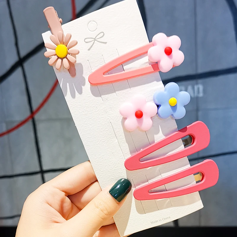 YYOUFU 6 шт./компл. Kawaii Flower Шпильки шик Карамельный цвет заколка для девочек волос модные вечерние Детские волос зажим, аксессуар для волос - Цвет: CY34-5