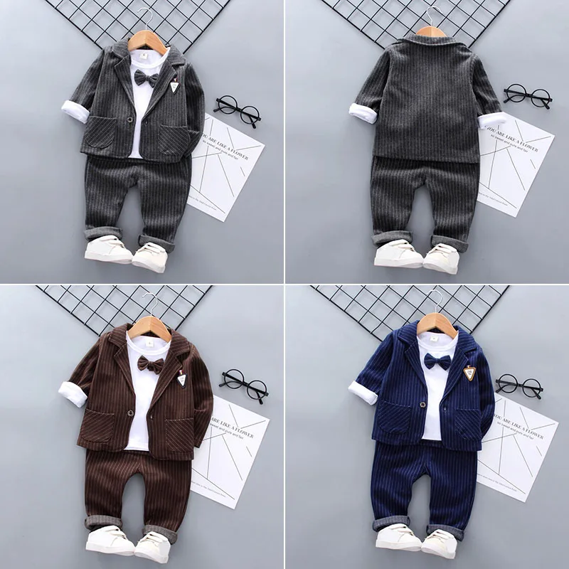 Комплект одежды из 3 предметов для маленьких мальчиков, новая осенняя одежда детская свадебная одежда для малышей, жилет джентльменская