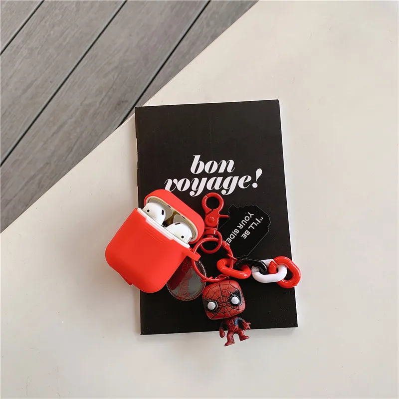 Для Airpods Marvel анимационный дизайн наушники мягкие силиконовые Bluetooth наушники для Apple Airpods 2 Защитные Чехлы подставка оболочка