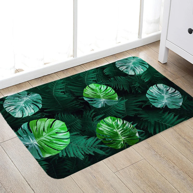 Творческий 3D принтом тропических листьев коврики для прихожей и коврики для Спальня Гостиная коврик для кухни, ванной, Противоскользящие коврики