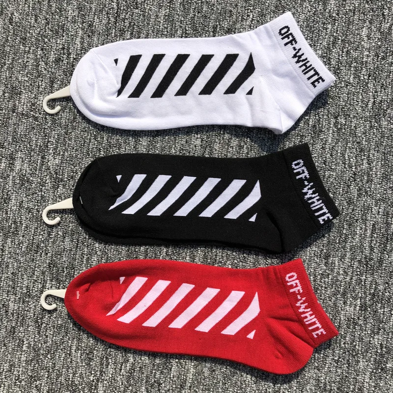 Europe And America Ow Stripes Short Harajuku Popular Brand Low Top Short Socks hua ban wa Students Men And Women Short Socks COU