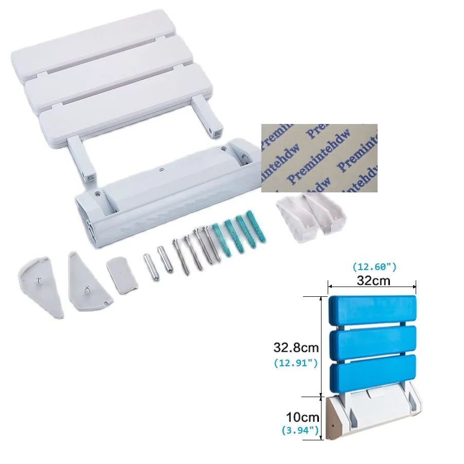130Kg ABS Wall Mount Folding Drop Leaf Seat Stool Bathroom Shower 3
