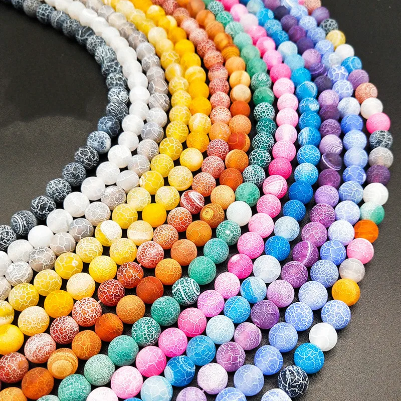 

Natural stone Round shape loose beads Colored weathered agate string bead For jewelry making DIY bracelet necklace accessories