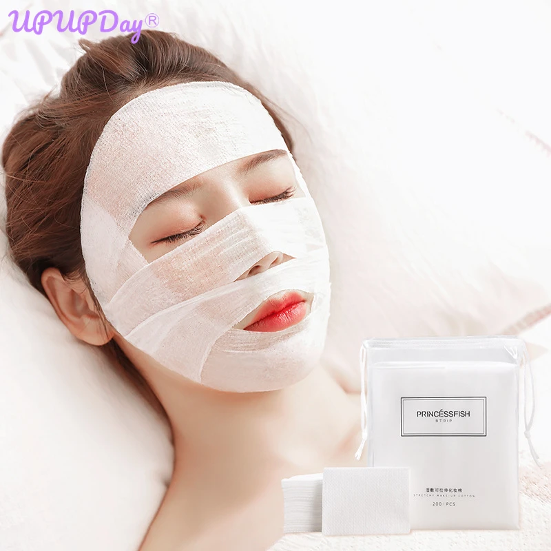 

200Pcs Mummy Gauze for Face Makeup Cotton Pads Stretchable Elasticity Disposable Cosmetic Cotton Mask Wet Compress Wipe Cleaning