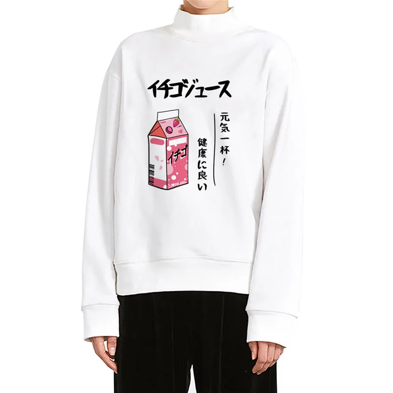 Lychee Harajuku, японский принт с едой, Женская толстовка, повседневная, свободная, с круглым вырезом, женские пуловеры, весна-осень, дамские свитшоты, топы