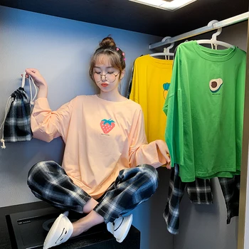 

2020 New Arrival Fashion Pajama Sets For Woman Long Sleeve And Trousers Loose Comfort Pyjamas Female Pijama Night Sleepwear