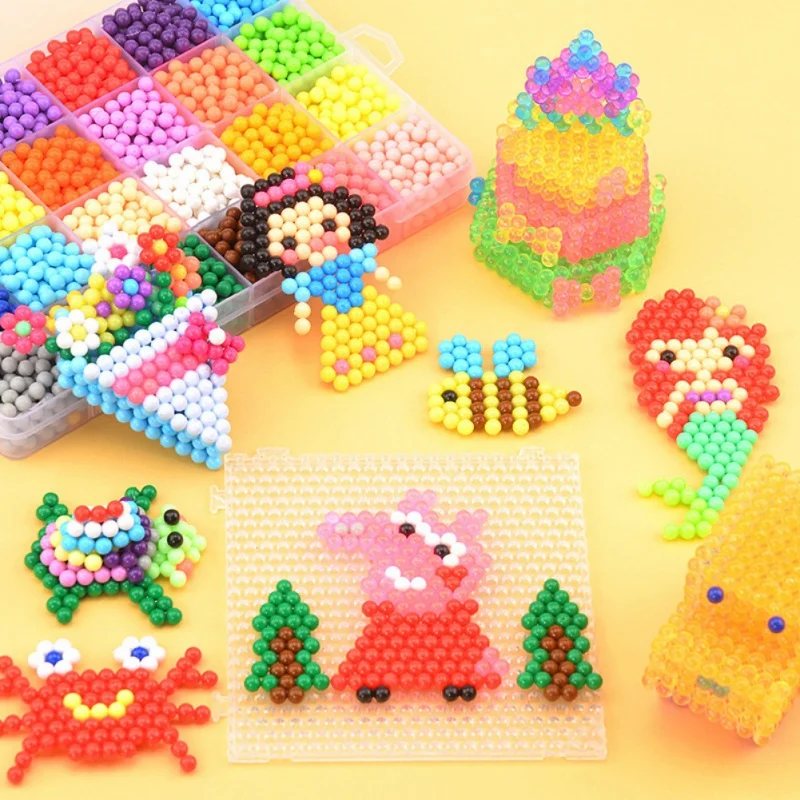 Многоцветная Волшебная головоломка, игрушки для детей, набор бусин с водяным туманом, сделай сам, ремесло, животные, ручная работа, липкие бусины, развивающие игрушки, изготовление