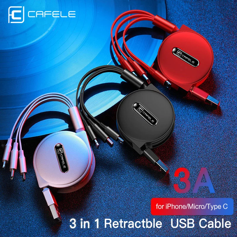 Cafele прочный 3 в 1 usb type C Micro USB кабель type-c для зарядного устройства IPhone кабель 120 см 3 А Быстрая зарядка USB C кабель